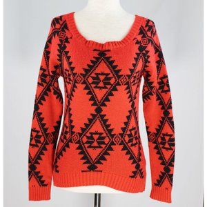 Derek Heart Red Black Pattern Sweater Size S